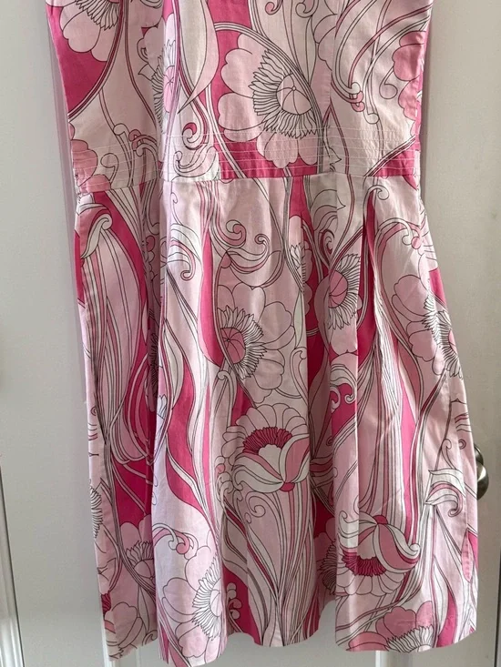 Kenar Pink Floral Sleeveless Button-Up Dress Size 8 100% Cotton - Picture 7 of 8